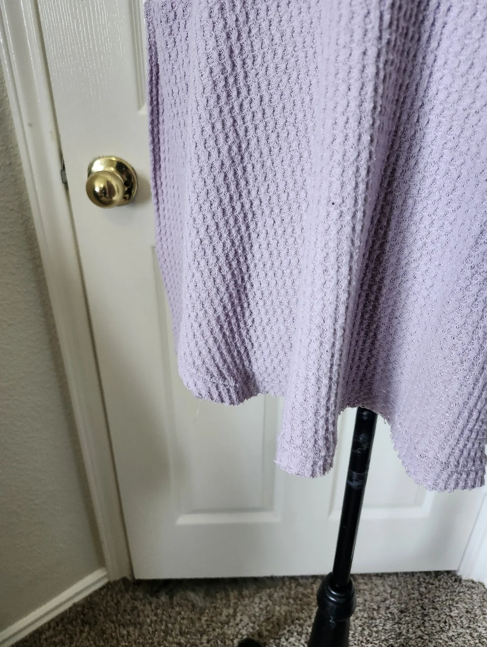 Out From Under Lavender Waffle Knit V-Neck Sweater